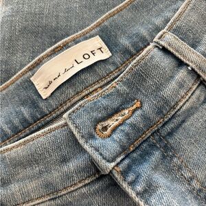 LOFT Two-Tone Light Blue and White High Waist Kick Crop Jeans